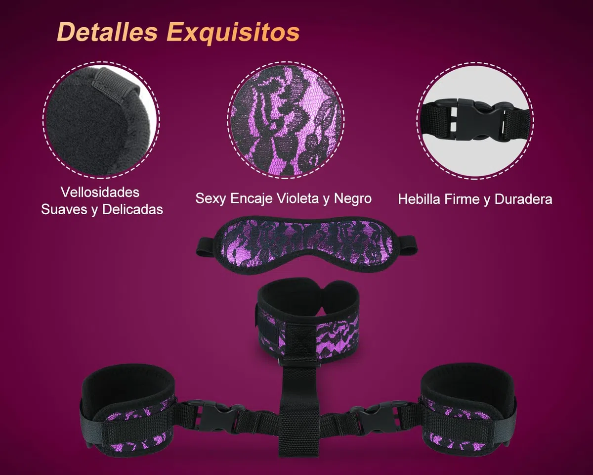 Juguetes Eróticos para Pareja Sexuales SM Kit Esposas Ajustable Juguetes Sensuales Pareja Esposas Juguetes Sexuales Mujer Hombre Juegos Eroticos Sex Toys para Principiantes y Experimentados (Púrpura)