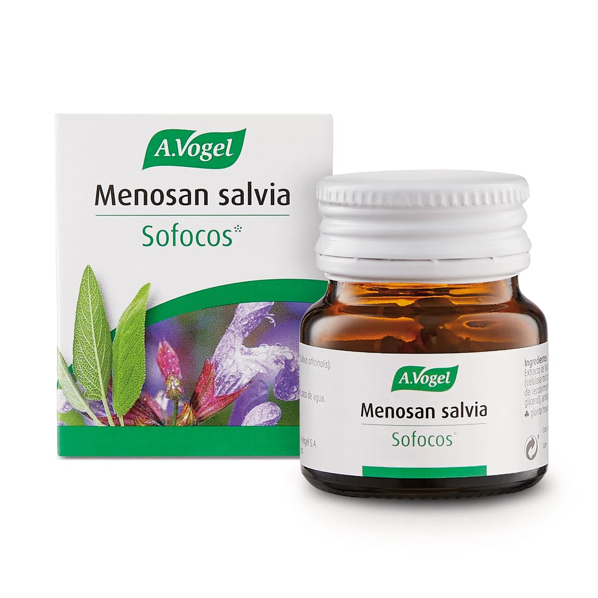 A.Vogel Menosan Salvia | Pastillas Natural para Sofocos en Menopausia y Sudoración Excesiva en Hombre y Mujer | Extracto Salvia Fresca | Toma de 1 Comprimido Diario | 30 comprimidos
