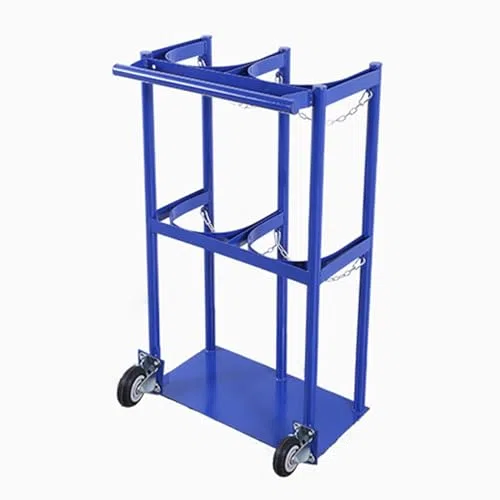 Soporte para tanque de oxígeno de 2 ruedas, portador de cilindro médico vertical duradero para un fácil transporte, estante de almacenamiento para tanques de 40 litros
