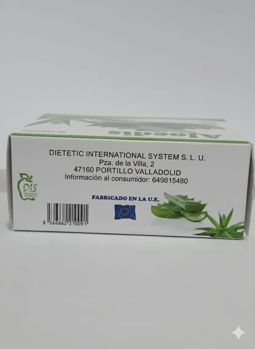 Dis Aloedis 60 cápsulas | Cápsulas para Digestión y Tránsito |Aloe Vera y Carbón Vegetal Activo | Complemento Alimenticio Natural | DIS