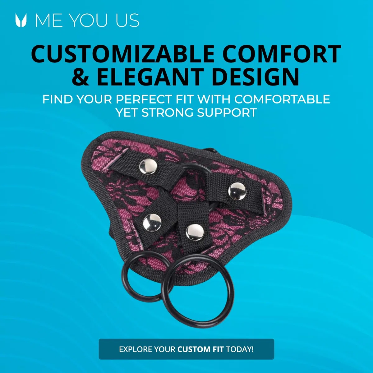 Me You Us - Arnés con correa ajustable en rosa - Talla única (ajustable) - Ajuste cómodo y seguro para juegos versátiles, compatible con consoladores, emocionantes aventuras de juegos de rol - Pegging