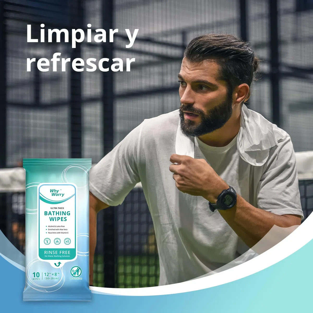 WhyWorry Toallitas Húmedas Corporales para Adultos y Ancianos, Extra Grandes 20x30 cm Toallitas Desechables con Aloe, Limpieza Corporal y Higiene, 99% Agua Pura & sin Alcohol, Perfumadas, 50 Unidades