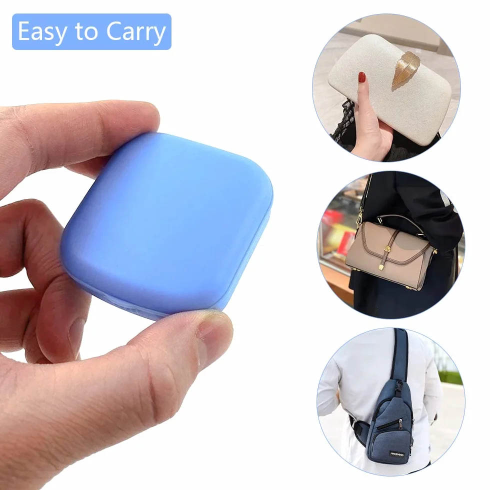 2 Piezas Estuche de Lentillas, Porta Cajas de Lentillas, Caja de Lentes de Contacto Kit de Funda con Espejo Incorporado, para Viajes a Domicilio