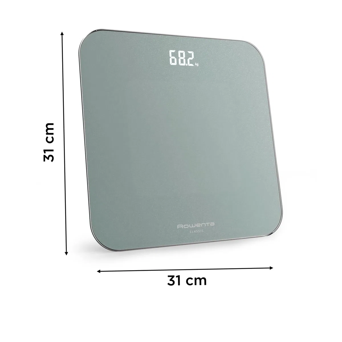 Rowenta Classic 2.0 Báscula de Baño Digital BS1903V0, Pantalla Invisible de Fácil Lectura, Diseño Efecto Eucalipto, Alta Precisión, Encendido Automático, Plataforma Amplia y Resistente