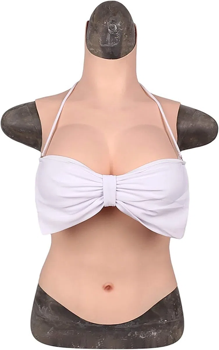 Playera de Silicona para Pecho, Placa Toracica Redonda, Collar Redondo, Formas de Senos Rellenas de Algodon de Seda para Crossdresser Drag Queen Mastektomia Tra