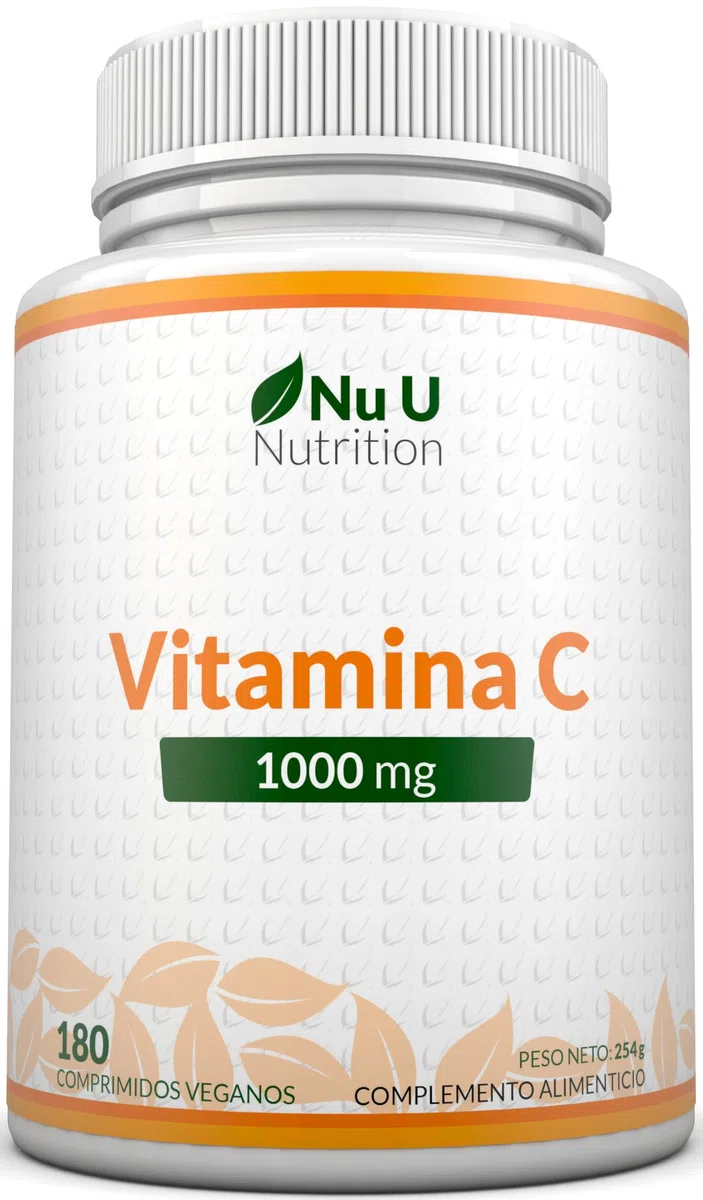 Vitamina C Pura 1000 mg - 180 Comprimidos Veganos - Suministro para 6 Meses - Fabricada en Europa - Nu U Nutrition