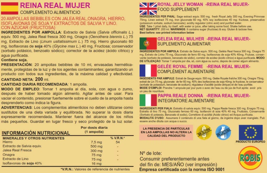 Robis Reina Real Mujer - 20 Unidades