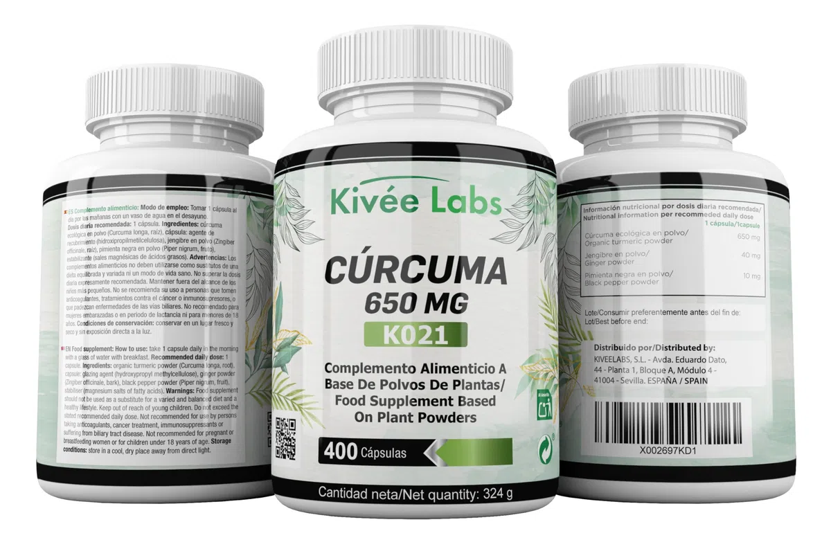 400 Cápsulas Cúrcuma Orgánica con Jengibre y Pimienta Negra Fórmula Mejorada (400 Días) | Potente Antiinflamatorio y Antioxidante Natural | Cúrcuma en Cápsulas