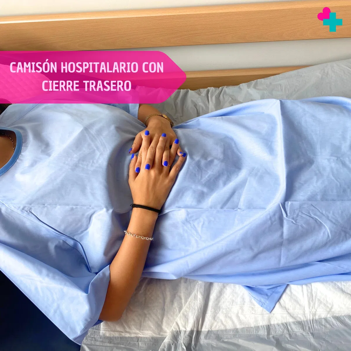 GERCARE Camisón Hospitalario Unisex con Cierre Trasero de Lazos. Camison Hospitalario Mujer y Hombre. Camison Reutilizable. Talla Única. Suave y Transpirable.