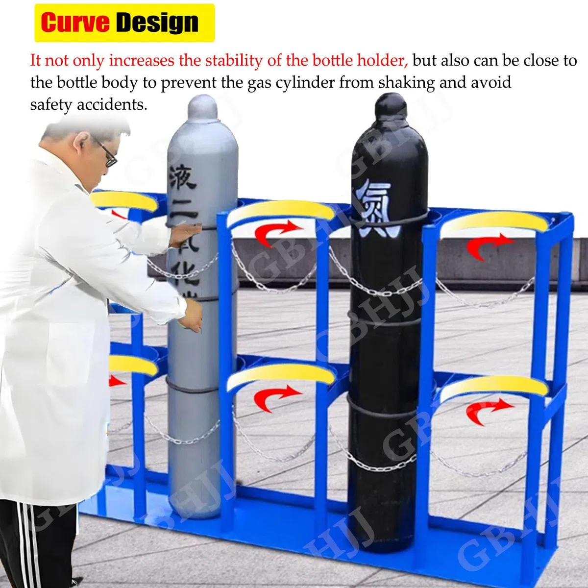 Soporte de tanque de oxígeno resistente, soporte cilíndrico de montaje en suelo para 1-4 botellas, acabado recubierto confiable, 31 x 30 x 100 cm