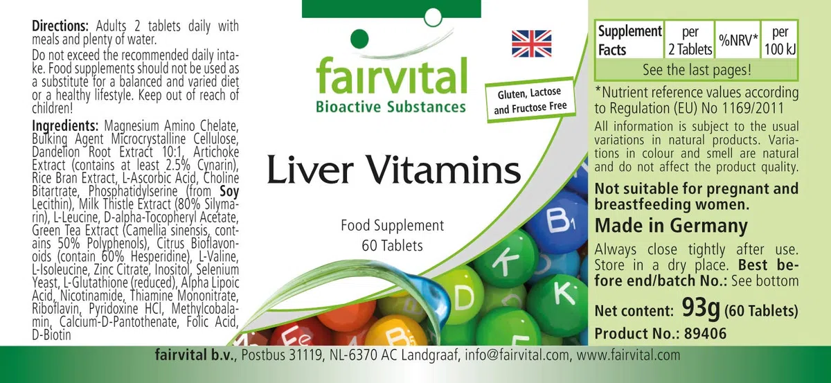 fairvital Vitaminas para el hígado, 60 comprimidos, con cardo mariano, alcachofa, diente de león y ácido alfa-lipoico, ALTA DOSIS, con un 80% de silimarina, VEGANO, fáciles de tragar