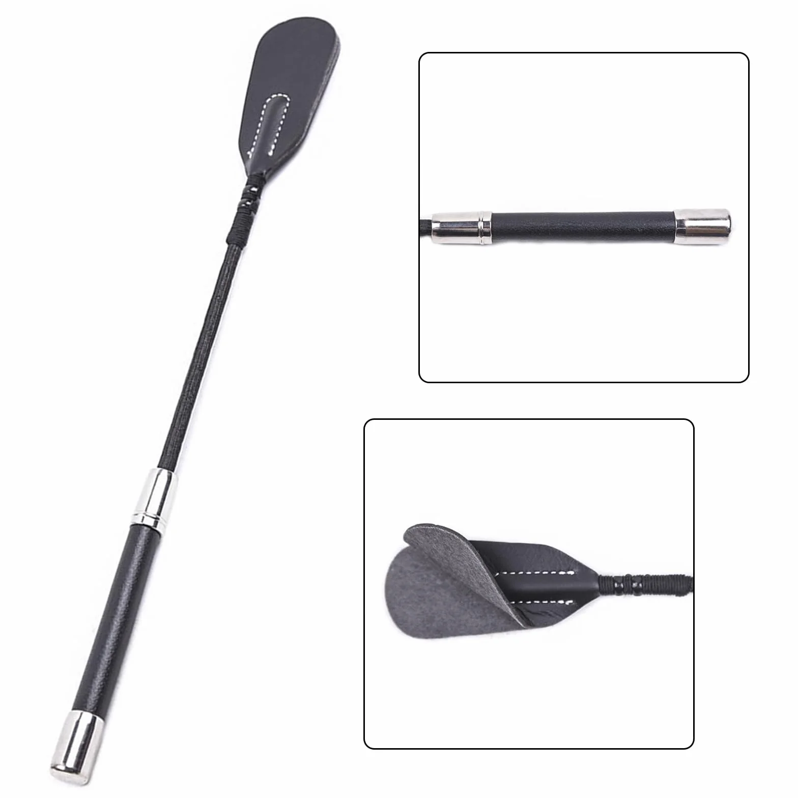 35cm Látigo Erótico Plumas con Mango Cuero,Cosquillas para Azotar Conjunto Cultivos Bondage BDSM Juguete Sexual Palo para Fetiche Parejas