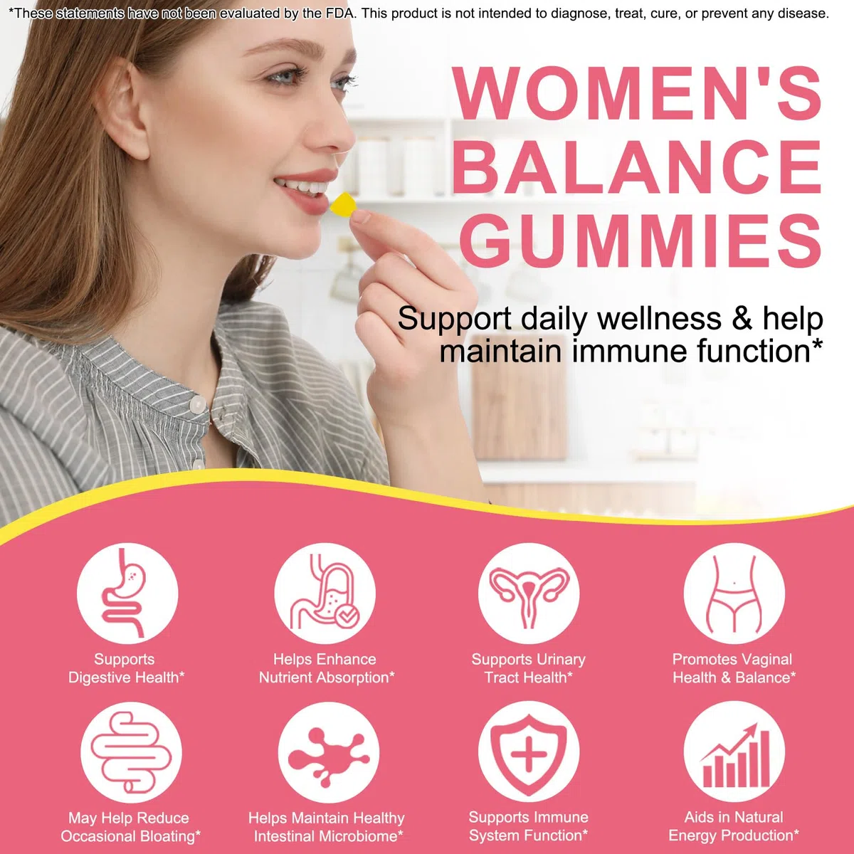Probioticos Mujer Flora Intima,Probiotic for Women,Probióticos Vaginales pH Femenino Gummies,Probióticos Vaginales para Mujeres con Equilibrio de pH,Promover la Salud de la Mujer, Mejorar la Inmunidad