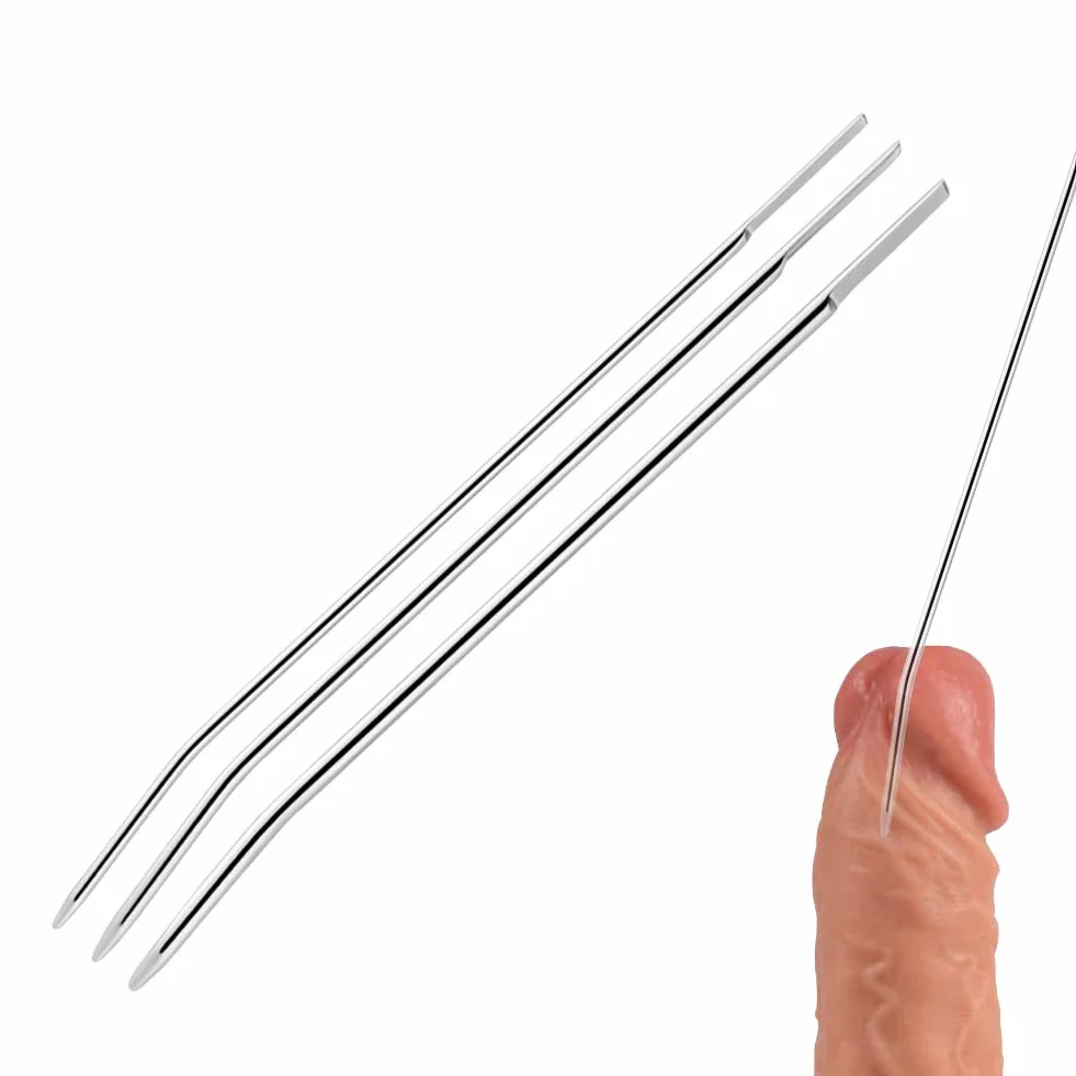 Roluck 3 uds sondas uretrales de acero inoxidable dilatador tapón de pene de Metal para hombres masturbación juguetes sexuales (S)