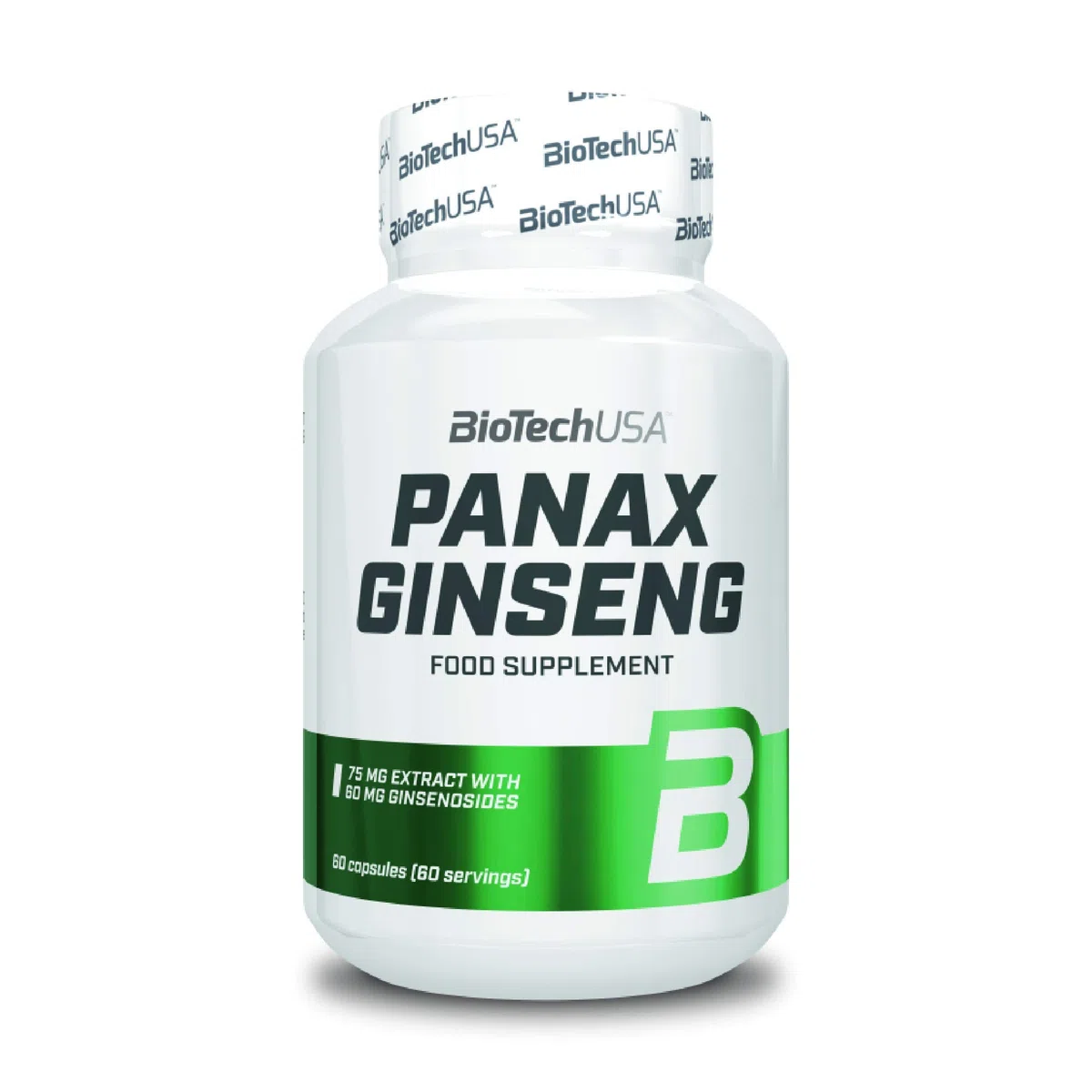 BioTechUSA Panax Ginseng | 75 mg Extracto Natural de Ginseng Coreano | 60 mg ginsenósidos | 60 Cápsulas