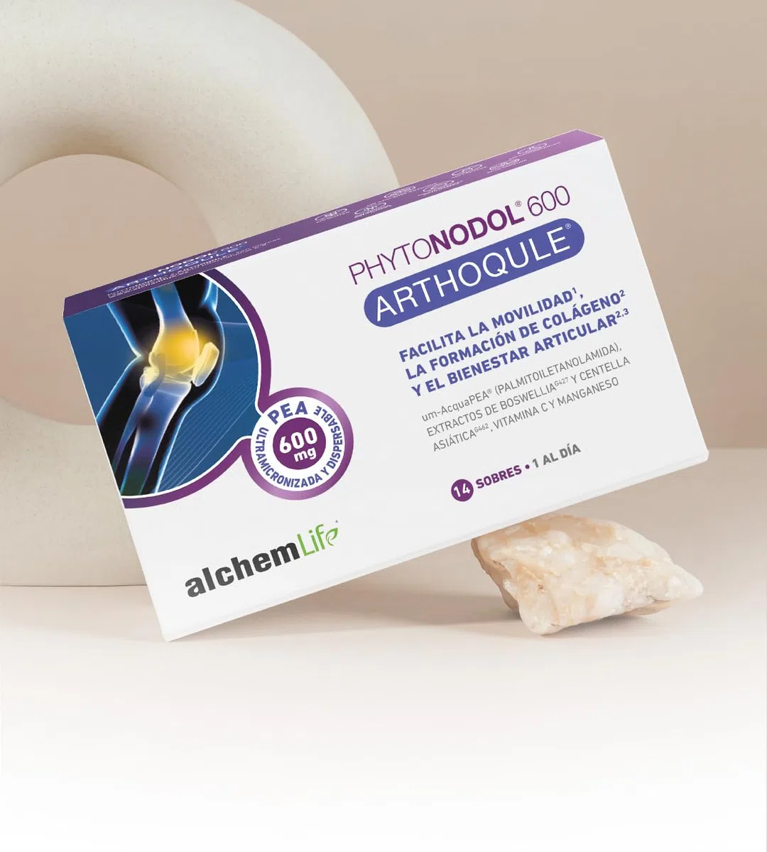 AlchemLife - Phytonodol 600 Arthoqule | Apoyo al Bienestar Articular y Movilidad | 14 Sobres con PEA 600 mg, Boswellia, Centella, Vitamina C y Manganeso | Tecnología de Alta Absorción
