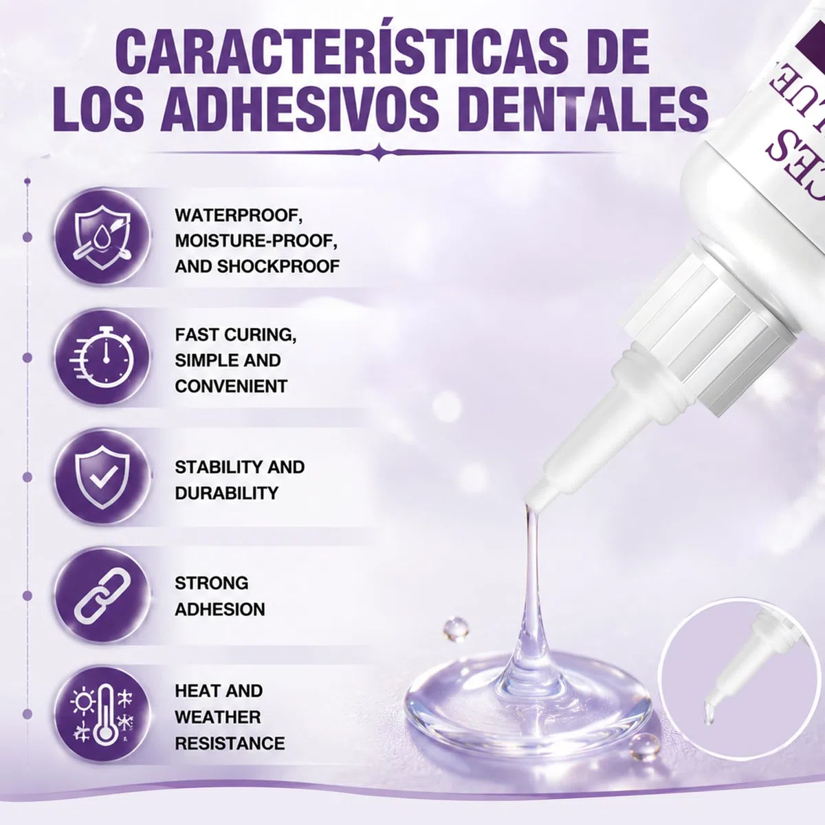 Cemento Dental Permanente, Cemento Dental, Pegamento Dental, Resistente Al Calor y Al Agua, Apto para Restauraciones Dentales, Incluyendo Coronas y Prótesis Dentales