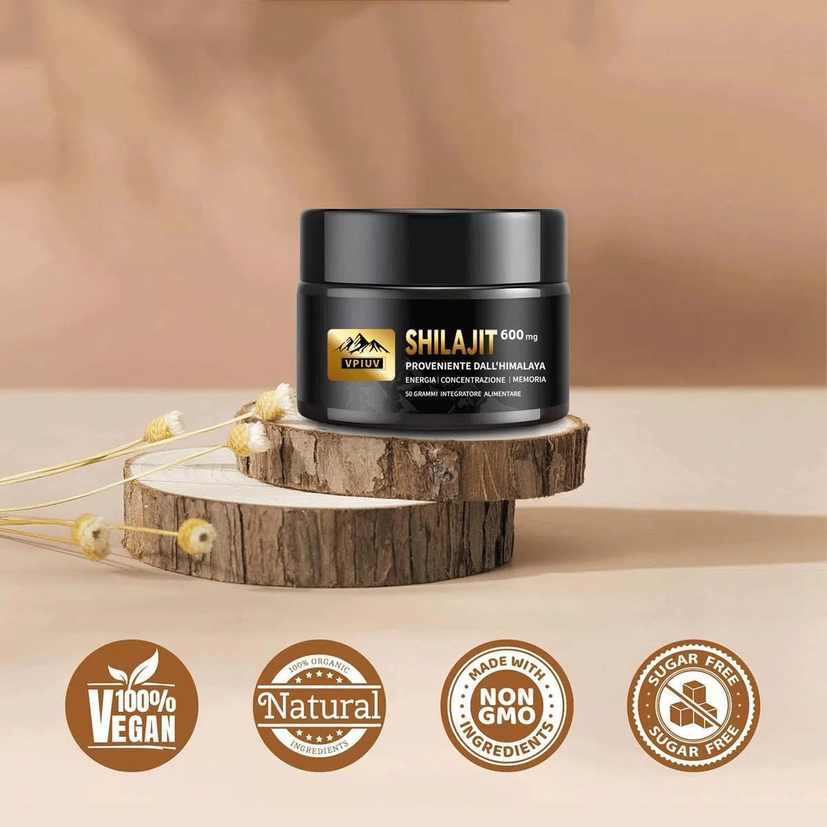 Shilajit Resina Himalaya pura 100% - 50g Suplemento Natural con 75% de Ácido Fúlvico y Más de 85 Minerales - Energía, Vitalidad, Enfoque Mental Inmunidad
