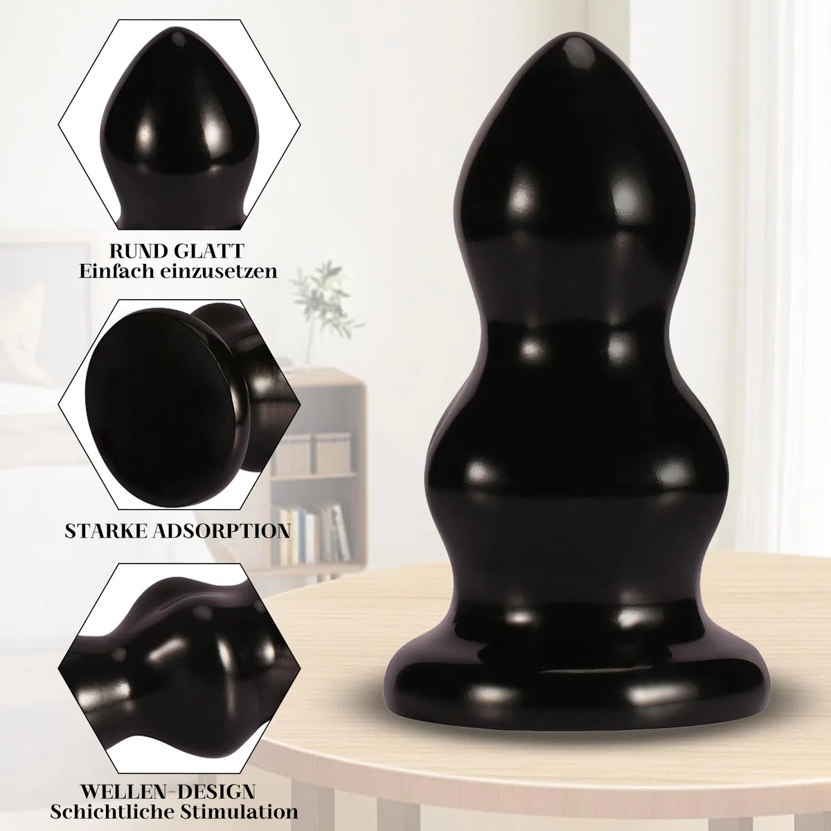 BDSMAGE Consolador Anal con Ventosa, Tapón Anal Dilatador Anal Juguete Sexual para Parejas, Ano Masturbatore Juguete Sexual Erótico para Hombres y Parejas (XL)