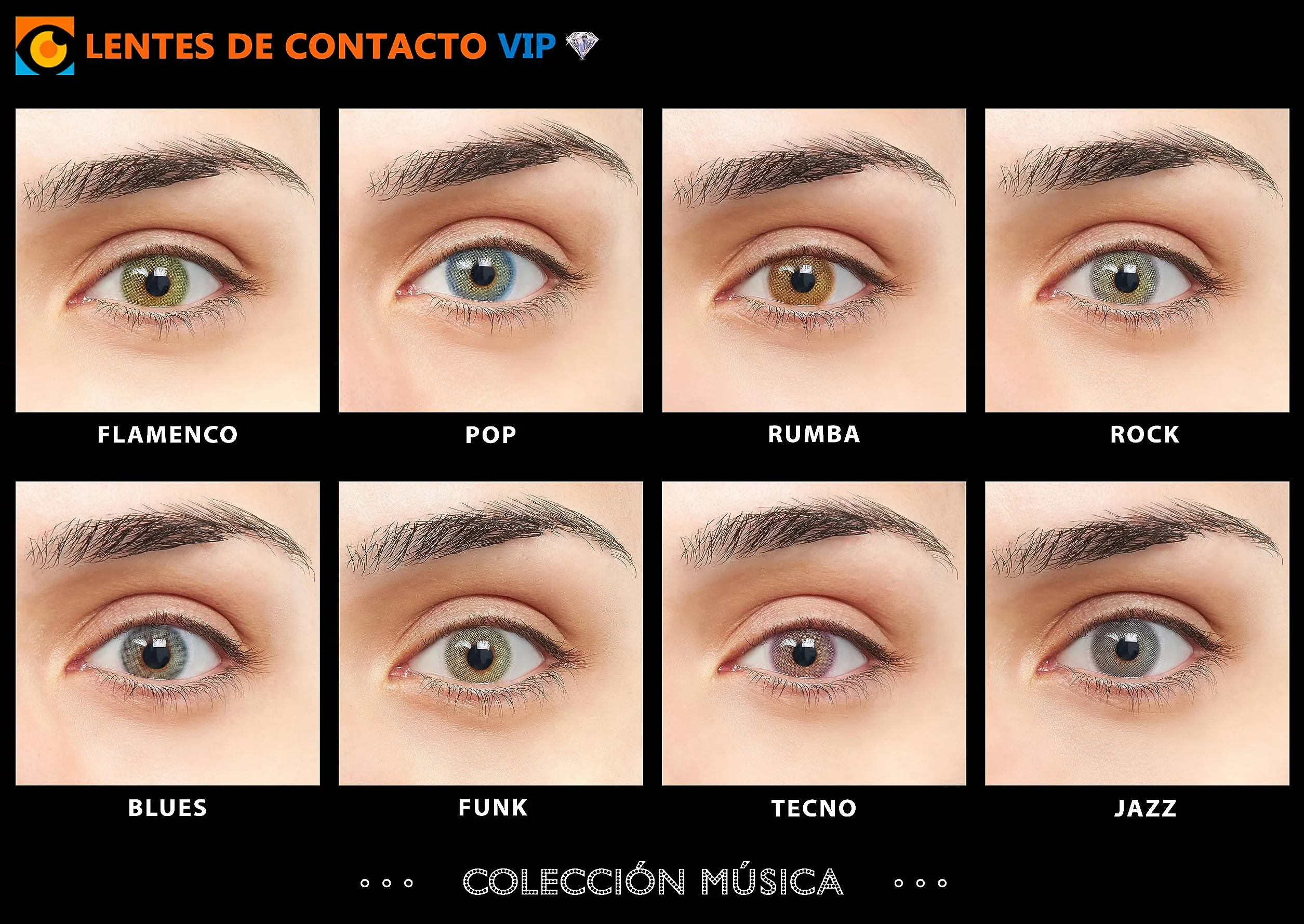 Pop VIP Lentillas de Color Azul y Verde con diseño super natural 2 Lentes de contacto anuales + portalentes + pinza + aplicador
