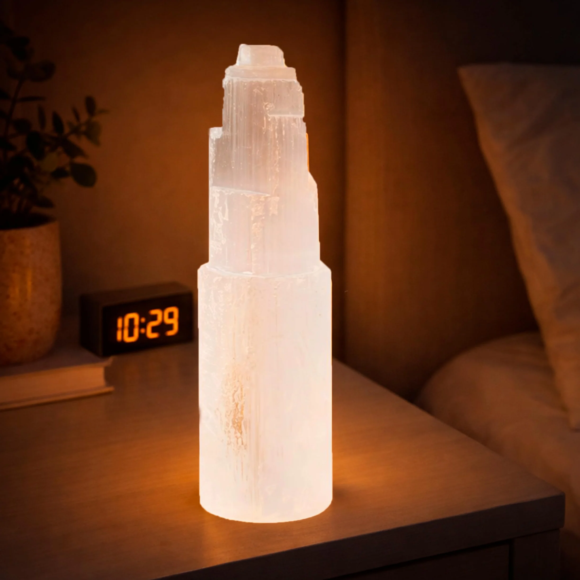 NKlaus Torre de cristal de selenita natural, 15 cm, para meditación, piedra preciosa, decoración 15312