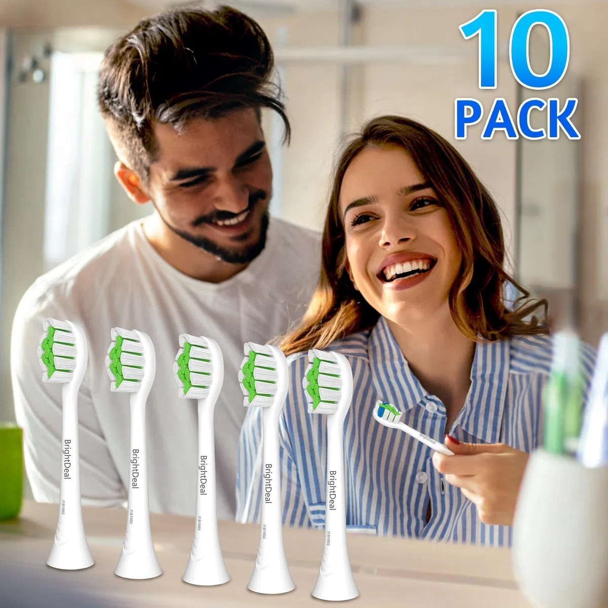 BrightDeal Cabezales de cepillo de dientes de repuesto para Philips Sonicare – Recambios para eléctricos compatibles con Sonicare HealthyWhite, EasyClean, 10 unidades