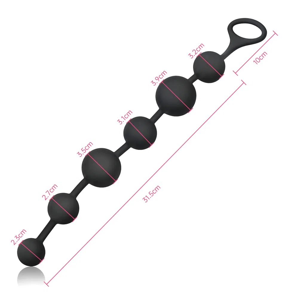 Plug Anal de Silicona, Entrenador Anal Flexible Plug de Cadena con 6 Bolas de Diferentes Tamaños Juguete Sexual Anal para Hombres, Mujeres y Parejas
