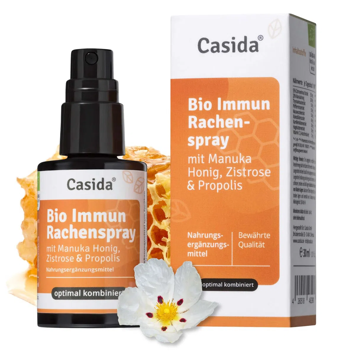 Casida Bio Immun Spray para garganta propóleos con miel de Manuka, jarita y vitamina C, spray con miel de Manuka, calidad orgánica, 30 ml