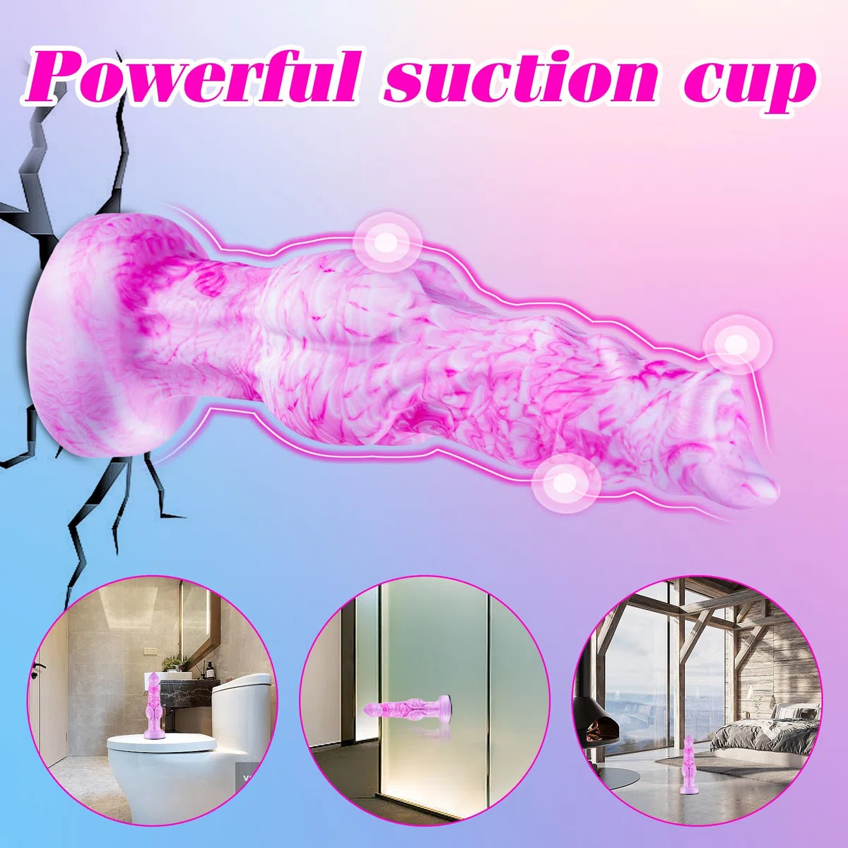 Dildo de Lobo Rosa de Gran Tamaño - Juguete Realista de 21,1 cm con Ventosa,Lobo Exótico con Nudos,Plug Anal Grueso de Silicona para Fantasías,Gran Dildo con Ventosa para Parejas de Hombres y Mujeres