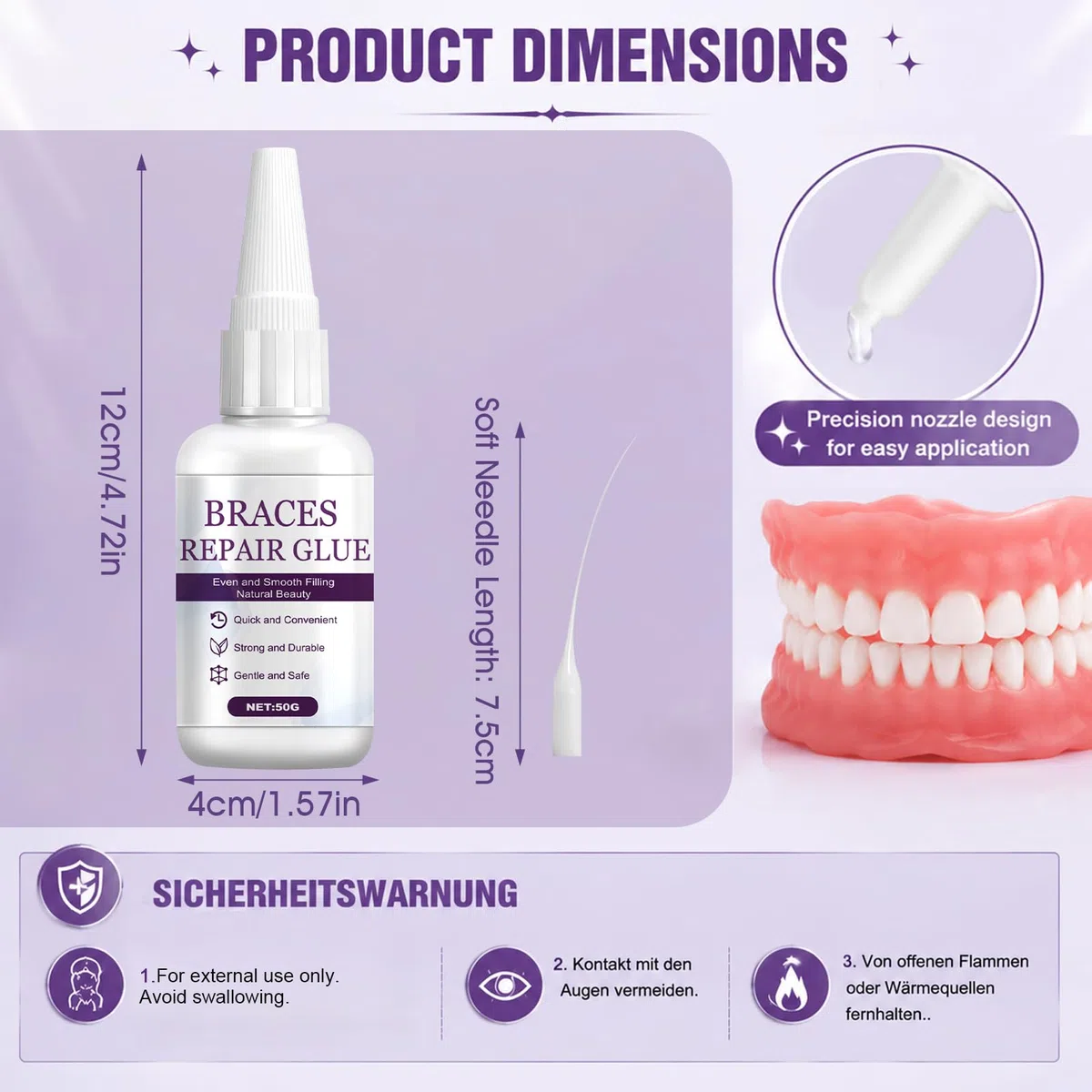 Cemento Dental Permanente, Cemento Dental, Pegamento Dental, Resistente Al Calor y Al Agua, Apto para Restauraciones Dentales, Incluyendo Coronas y Prótesis Dentales