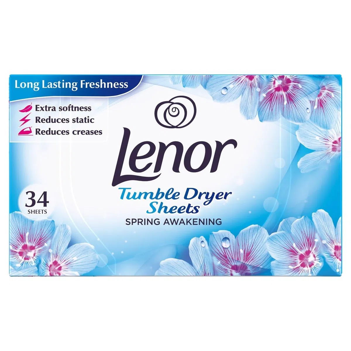 Lenor Spring Awakening - Hojas para secadora (3 unidades, 34 hojas)