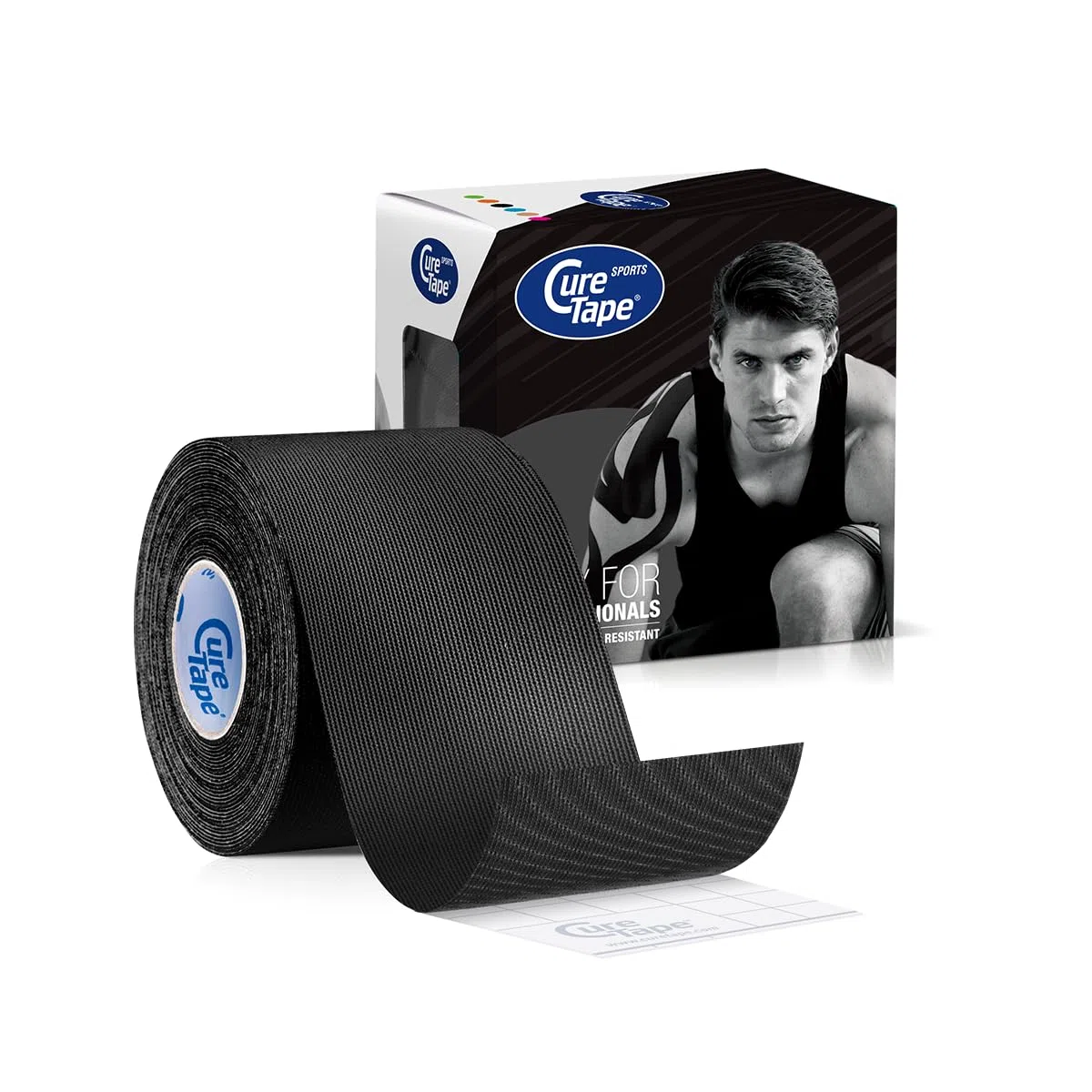 CureTape Sports Cinta de Kinesiología | Adhesión 30% más Fuerte para Condiciones Extremas | Resistente al Agua | Viscosa de Secado Rápido | Cinta sin Cortar para Hombro, Rodilla, Tobillo (Negro)