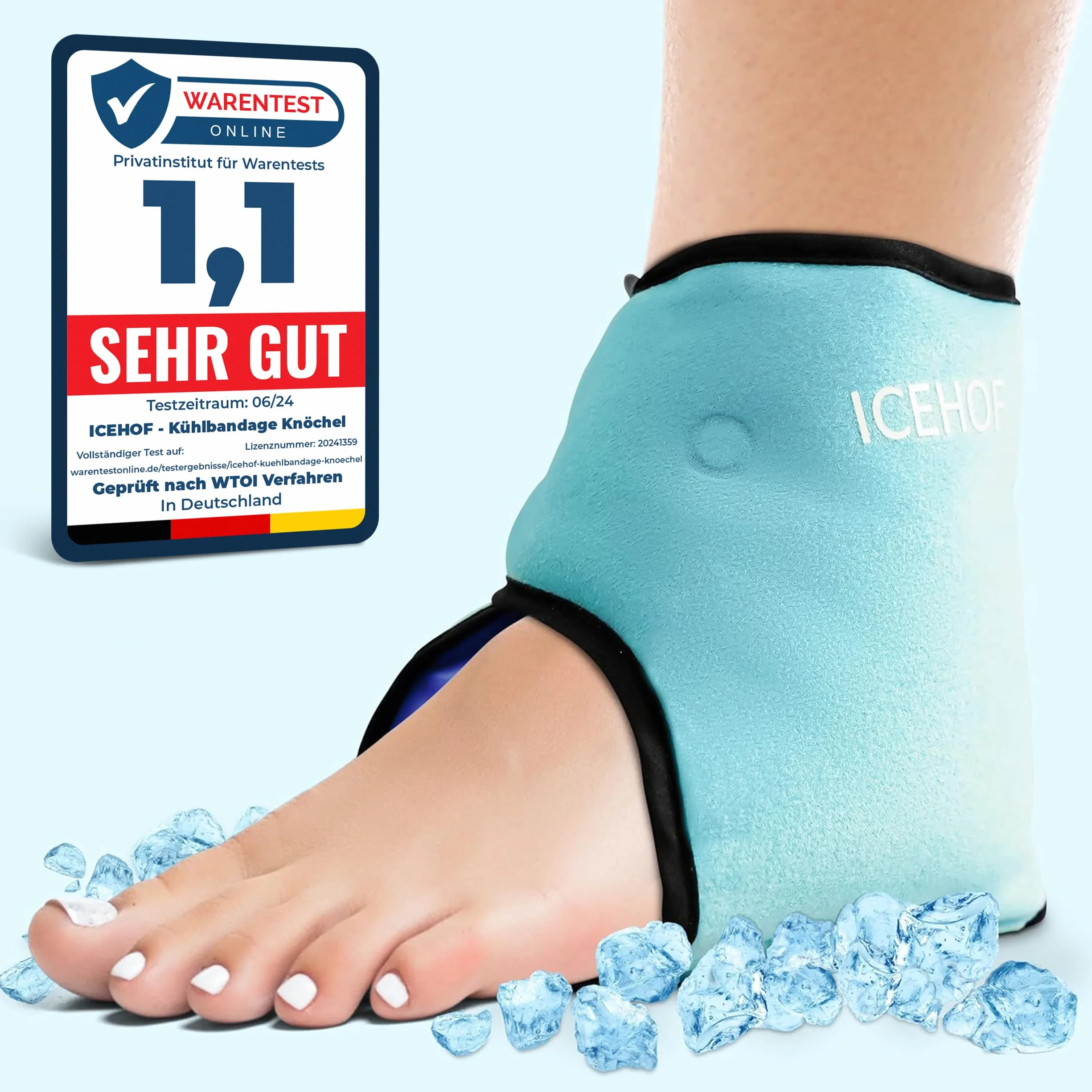 ICEHOF Almohadillas de refrigeración para tobillo - talones vendaje de tobillo con gel refrigerante, terapia de frío tobillo reumatismo quimioterapia dolor de tobillera pie (1 unidad)