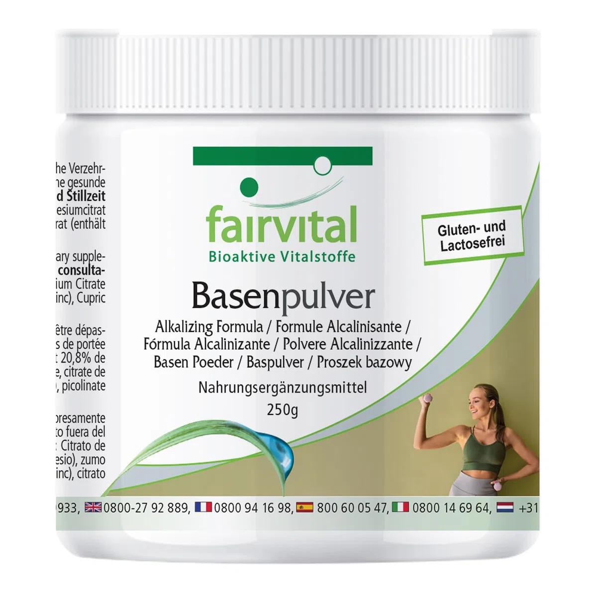 fairvital Polvo alcalino, 250 g, rico en magnesio, zinc, potasio, calcio, cromo, selenio, hierro, cobre y molibdeno, vegano, ayuno alcalino