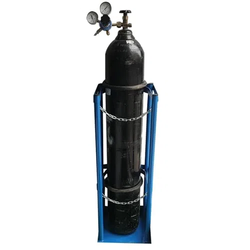 Soporte para cilindro de gas, portador de tanque de oxígeno resistente, estante de almacenamiento montado en el suelo/pared para un transporte seguro y portátil de tanques de oxígeno