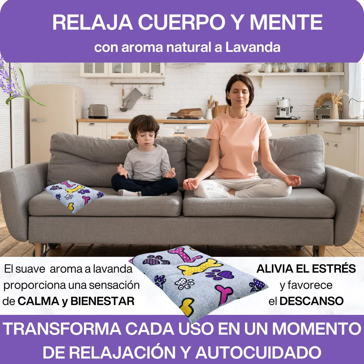 Saco Térmico de Semillas para Microondas | Saco de Semillas para Microondas | Bolsa Semillas Calor Microondas, con Semillas de Trigo y Lavanda, para un Alivio Natural del Dolor, 28 x 17 cms.