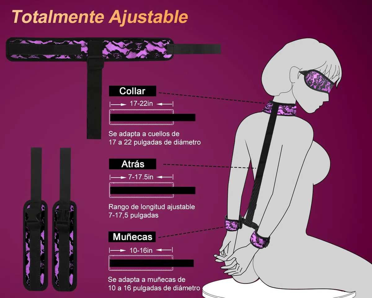Juguetes Eróticos para Pareja Sexuales SM Kit Esposas Ajustable Juguetes Sensuales Pareja Esposas Juguetes Sexuales Mujer Hombre Juegos Eroticos Sex Toys para Principiantes y Experimentados (Púrpura)