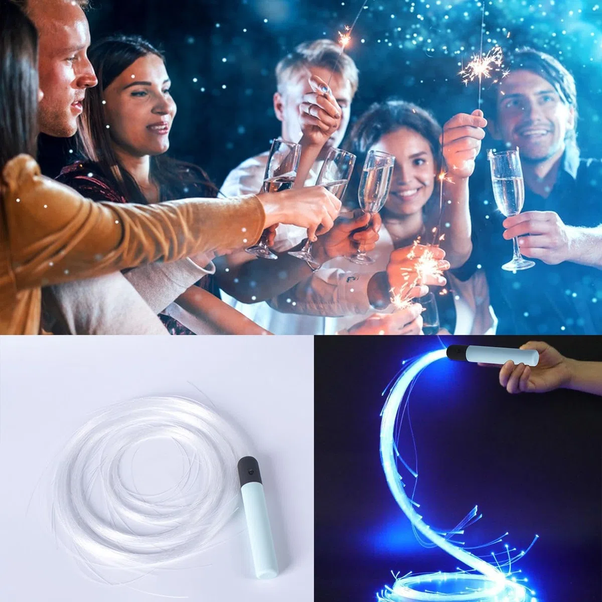 Látigo LED – Látigo iluminado, látigo de baile para | Látigo de fibra óptica iluminado giratorio de 360 grados, luz de baile, control remoto RF, látigo de luz de fibra alimentado por batería,