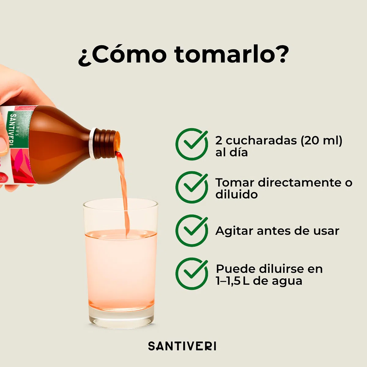SANTIVERI - Concentrado de Arándano Rojo con Alto Contenido en Proantocianidinas 180mg/100ml, Sin Azúcar - Frasco de 490 ml