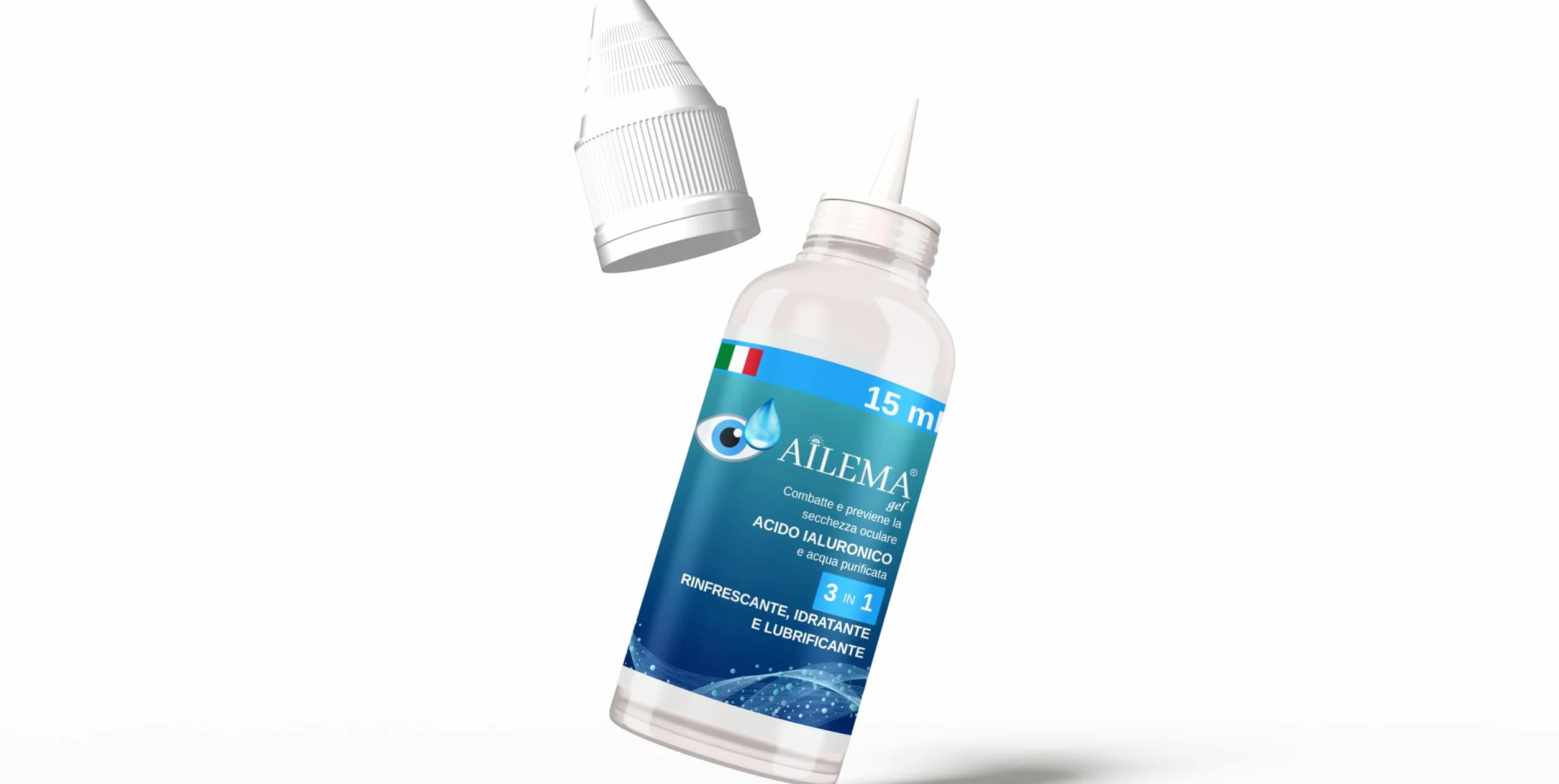 Gotas humectantes con ácido hialurónico Maxi formato 15 ml | 3 en 1: Lubricante, refrescante y drenante | Alivio inmediato para ojos secos e irritados | Uso diario | Efecto inmediato