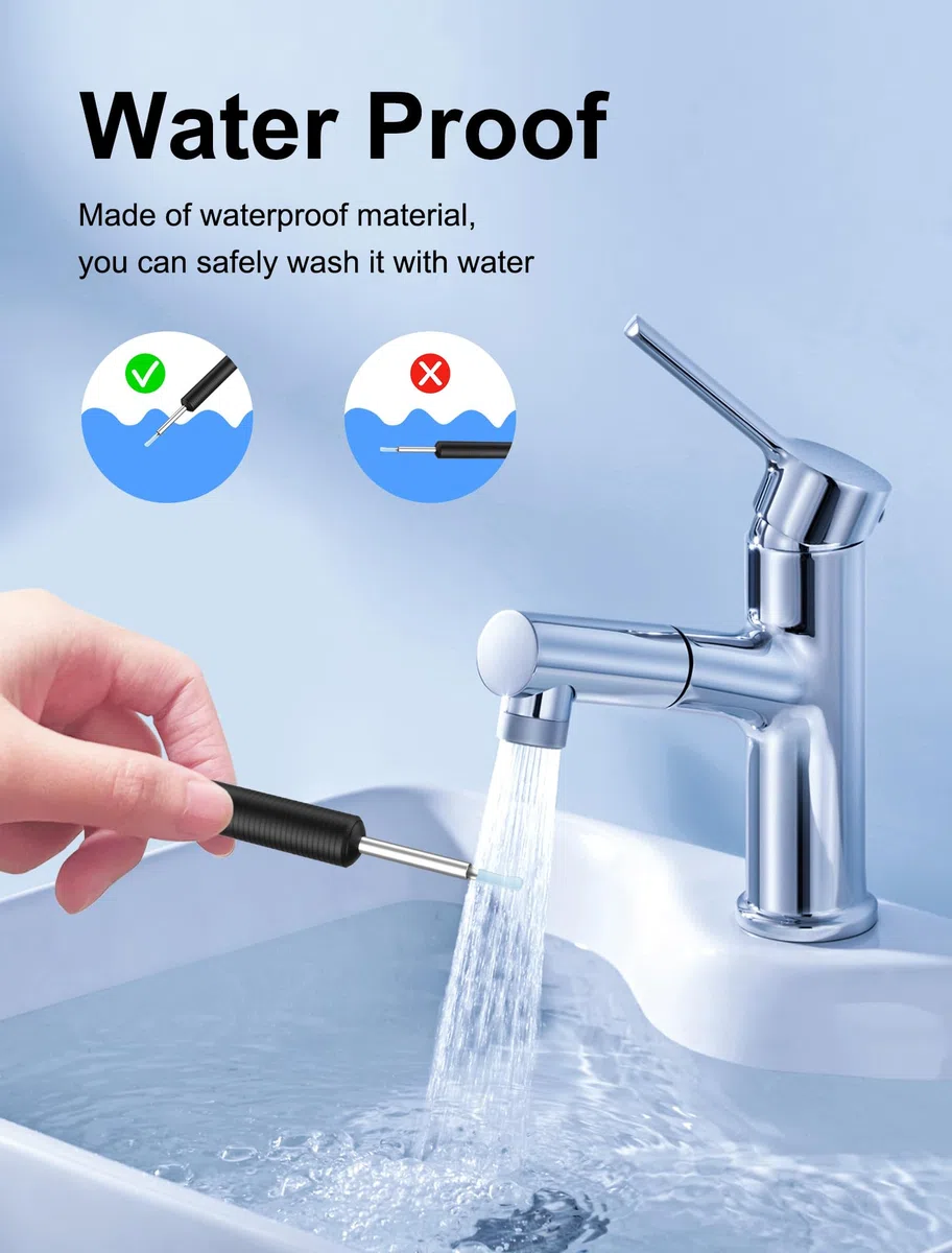 NEUTYPECHIC Otoscopio Limpiador de Oídos 3,6mm, 1920P WIFI Endoscopio Oido, Impermeable IP67 con 6 Luces LED Kit Limpiador de Oidos otoscopio digital para iPhone, iPad y Android para Cuidado Familiar