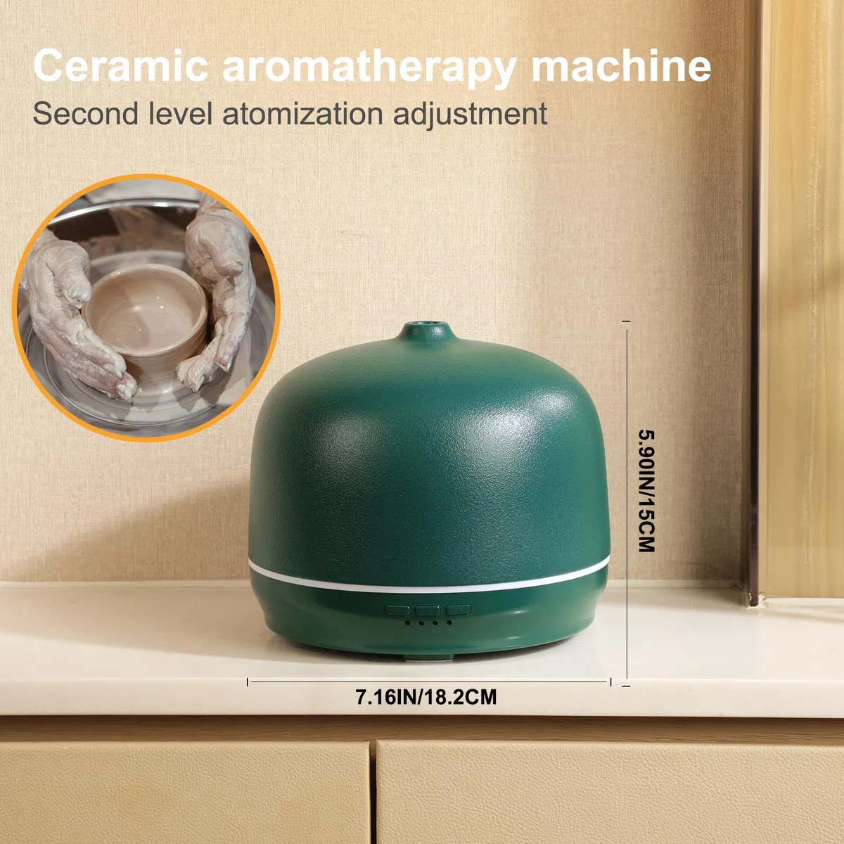 Difusores de aceite esencial de cerámica para el hogar, habitación grande, difusor de aire de aroma de aromaterapia de 500 ml, difusor de aire ultrasónico con temporizador, naranja