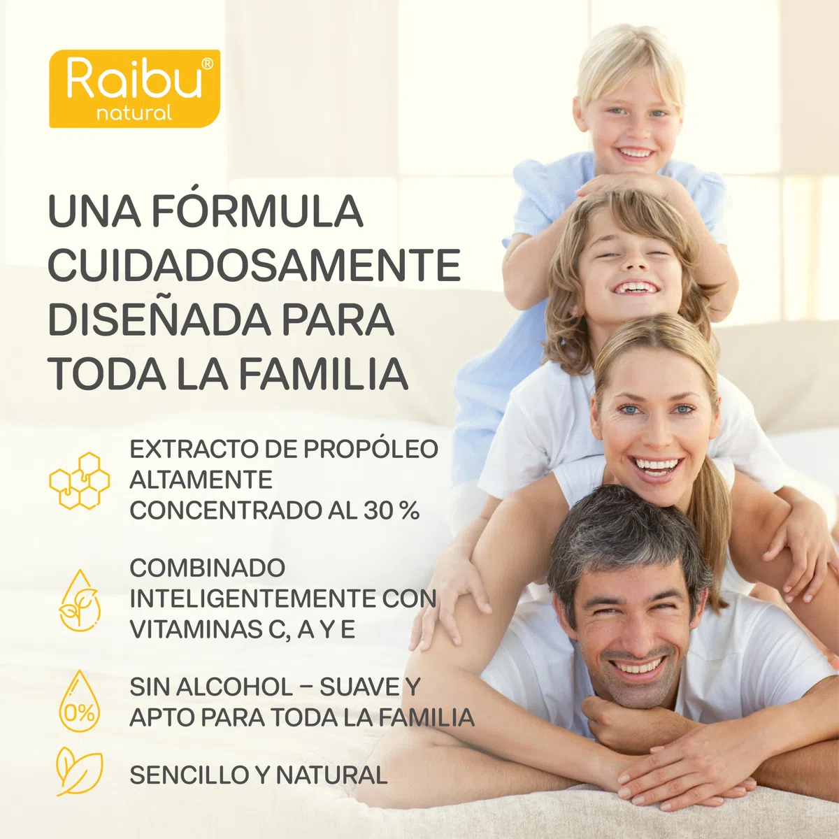 Propolis Puro Natural con Vitaminas C, A y E - Extracto de Propóleo Sin Alcohol ni Resinas - Própolis Apto para Adultos y Niños desde 6 Años - Fácil y Versátil de Usar, 50 ml