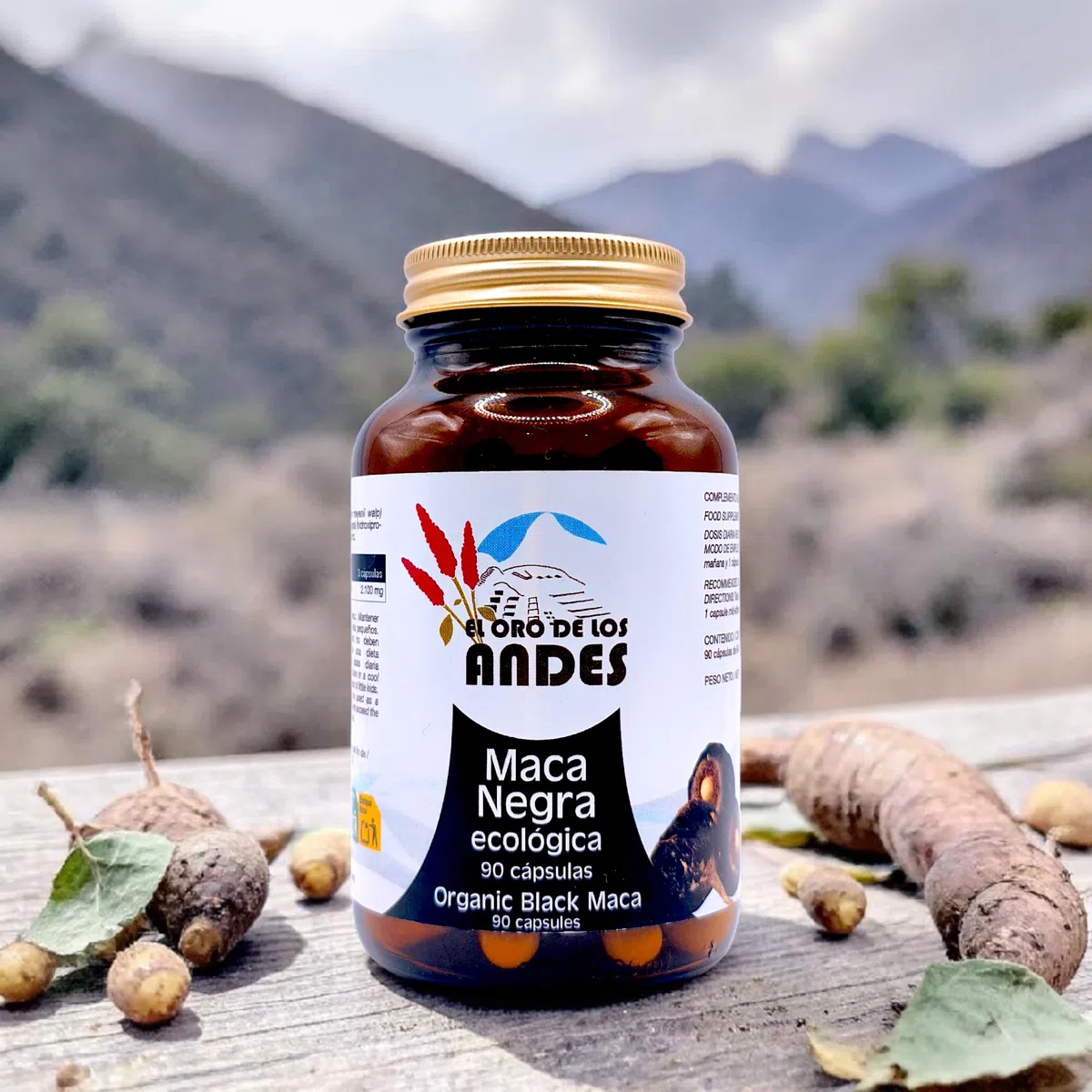 El Oro de los Andes Maca Negra Ecológica 90 Cápsulas - Superalimento Vigorizante para Energía, Rendimiento Físico y Mental - Aumenta la Resistencia y la Libido - Raíz Pura Andina Vegana