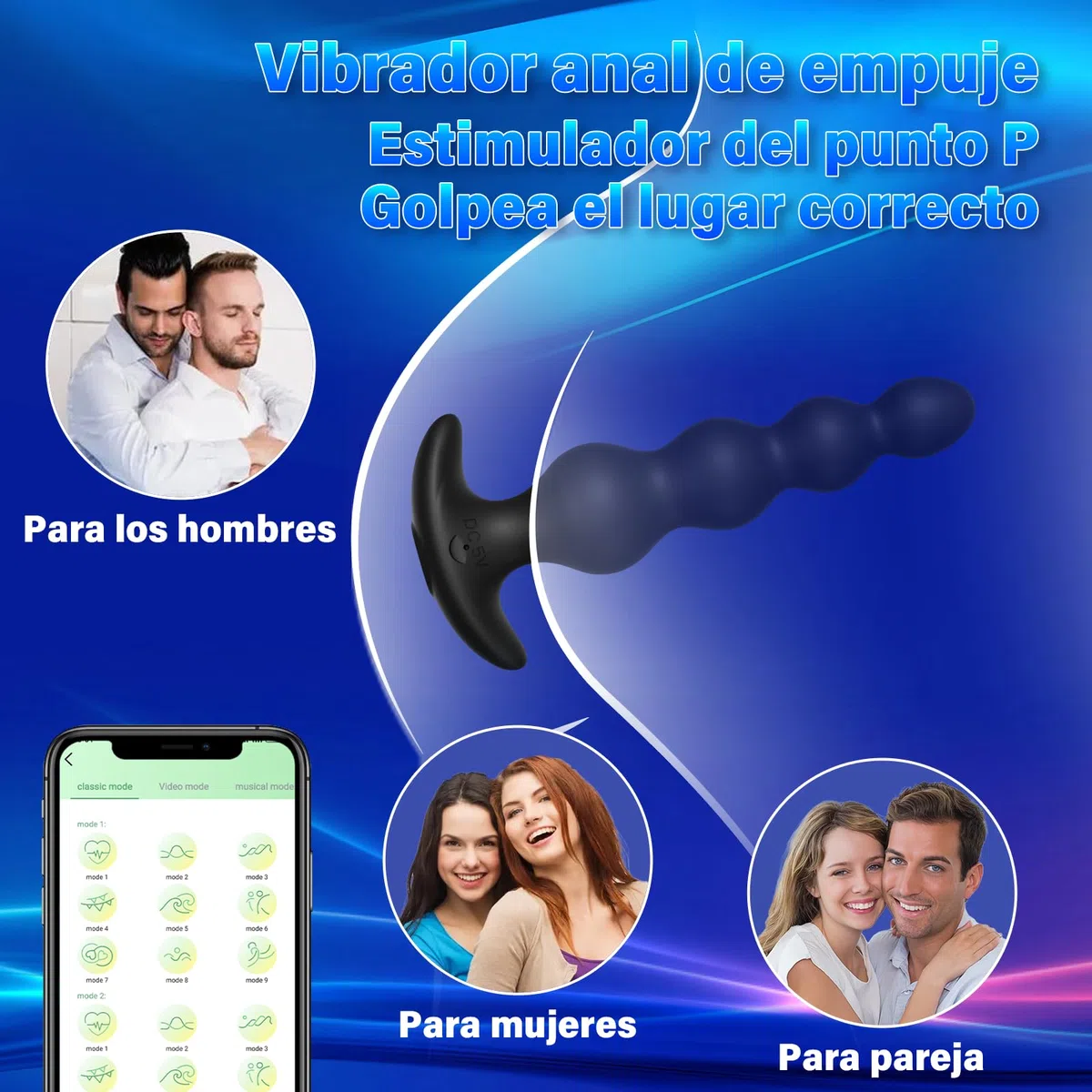 Vibrador de anal APP control juguete sexual - estimulador de próstata hombre de silicona recargable y vibrador de punto G, vibrador anal con 9 Modos, Sextoy para hombres, mujeres, parejas placeranal