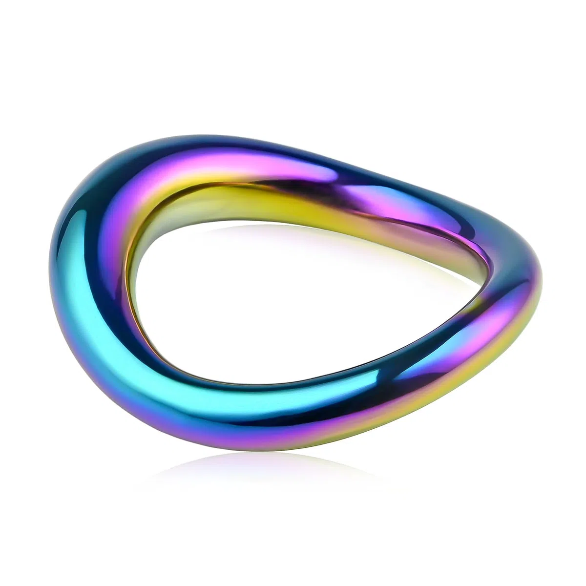 Anillos Pene de Acero Inoxidable para Hombres, Anillo Metálico Curvo, Pesas para Estiramiento Escrotal, Cock Ring, Anillo para Retrasar la Eyaculación, Juguete Sexual SM Bondage(M: 4.4 x 4.9 cm)