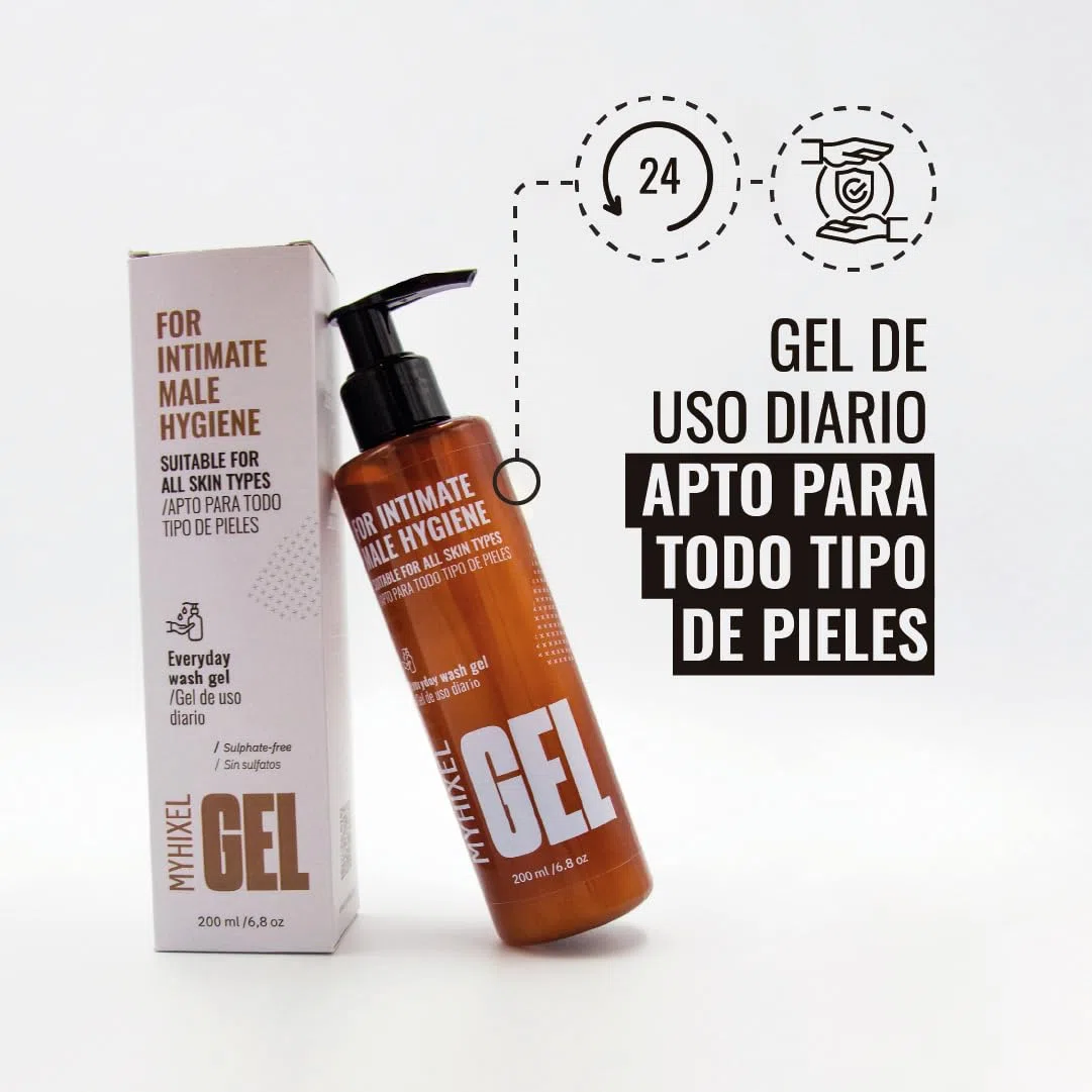 MYHIXEL - Gel Intimo Hombre | Gel Intimo Masculino para Higiene y Protección | Jabón Intimo Hombre pH Balanceado Sin Sulfatos | Previene Infecciones | Fragancia Agradable I 200ml (1 Unidad)