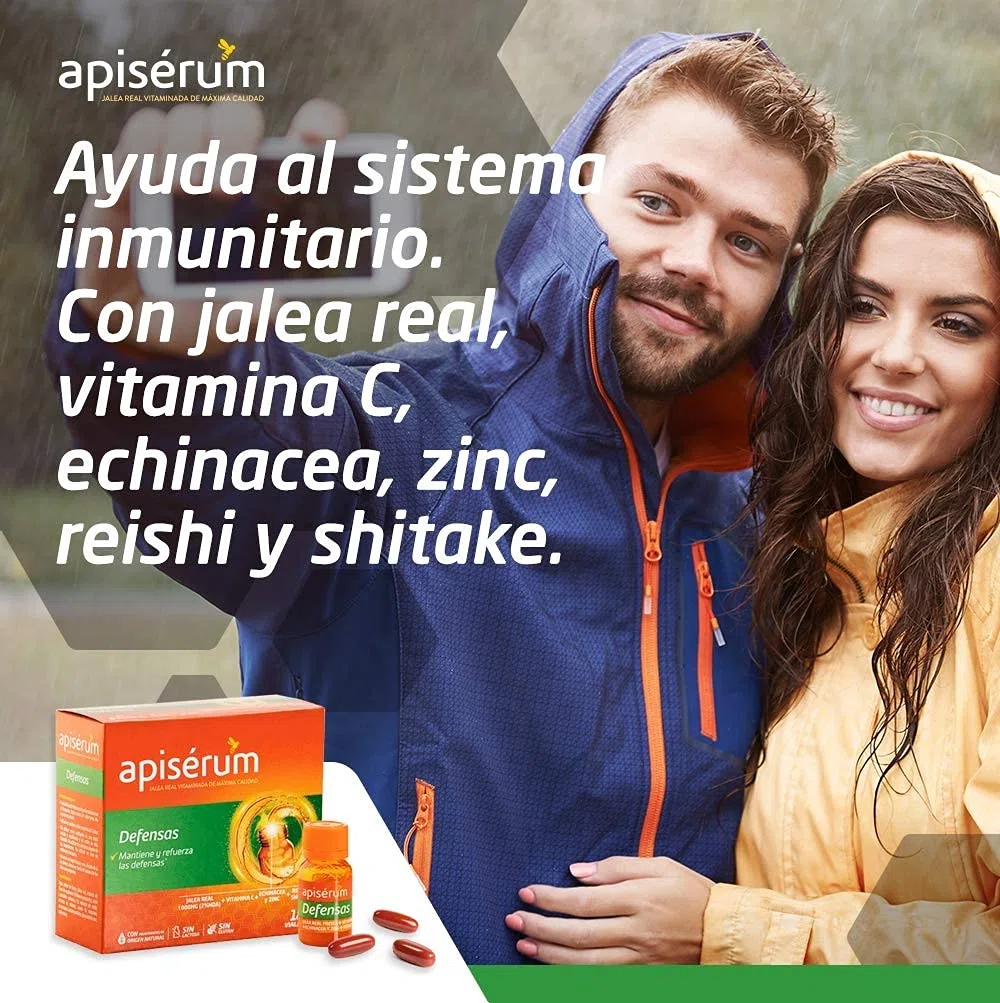 APISERUM - Pack Defensas Cápsulas - Tres Meses de Tratamiento - Mantiene y Refuerza Las Defensas - Multivitamínico Con Jalea Real, Vitamina C, Echinacea, Zinc, Reishi y Shitake