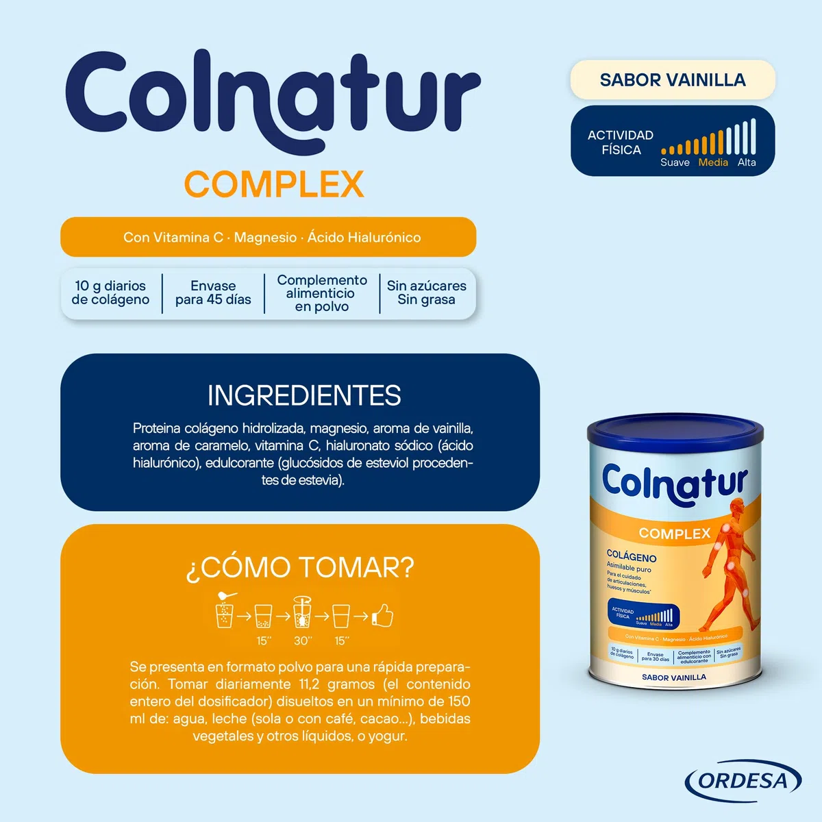 Colnatur Complex Vainilla | 336g | Colágeno con Magnesio y Vitamina C para Músculos y Articulaciones