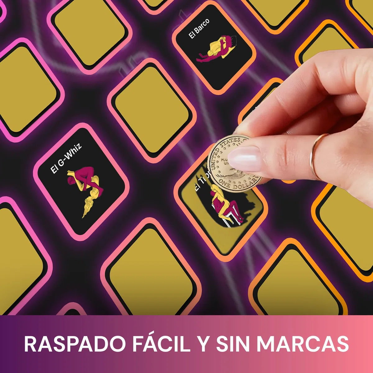 Posición 36 del Kamasutra, Juegos Románticos Adultos y Reto para Parejas con Máscaras de Fantasía, Póster para Rascar